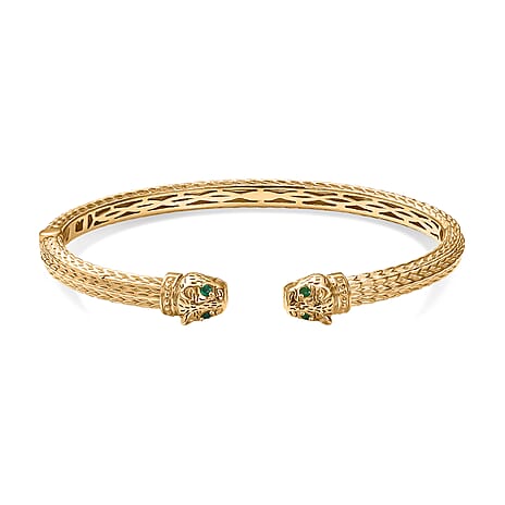 Designer Inspired - Emerald Full Bangle in Yellow Gold Plated