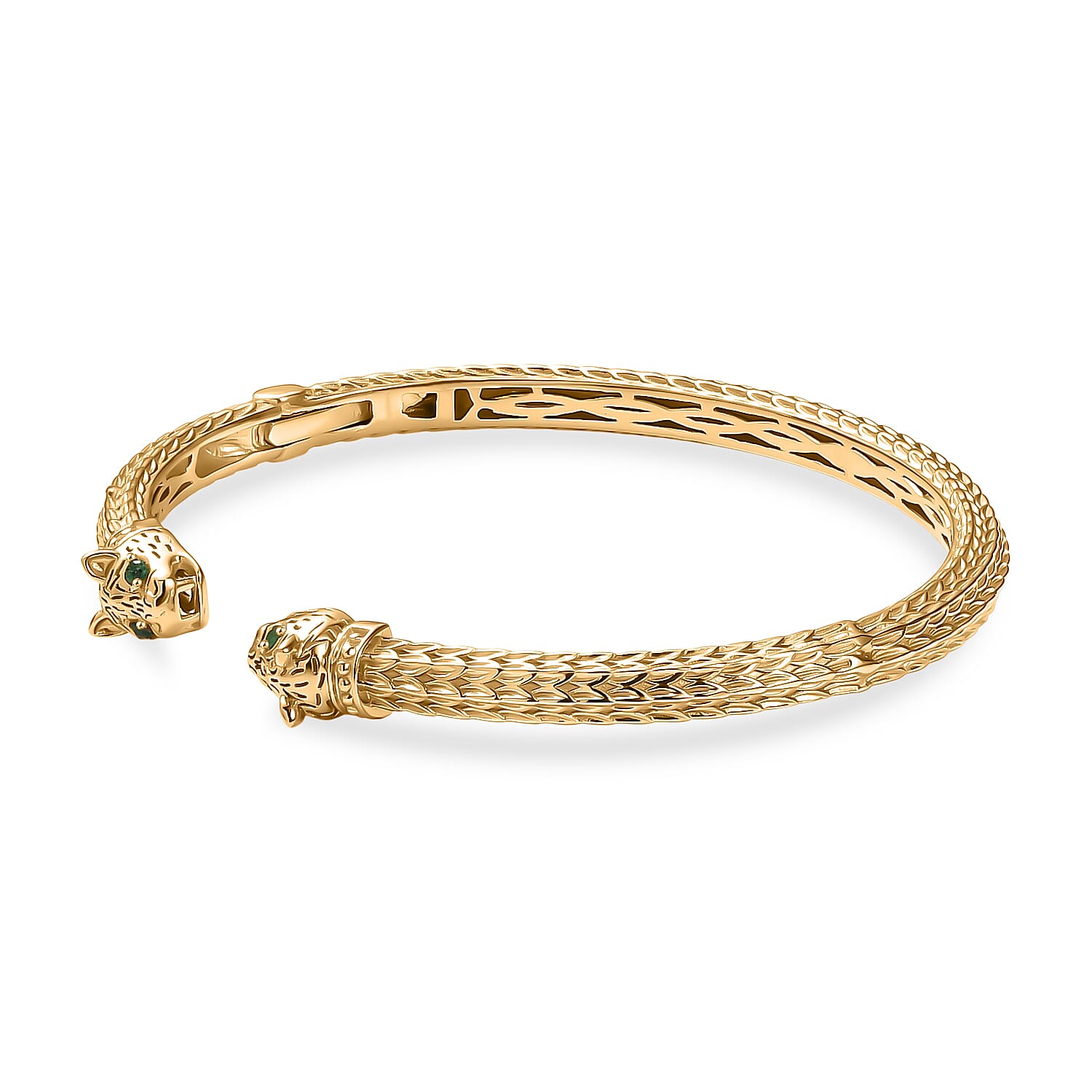 Designer Inspired - Emerald Full Bangle in Yellow Gold Plated