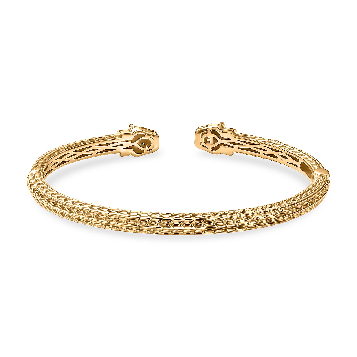 Designer Inspired - Emerald Full Bangle in Yellow Gold Plated