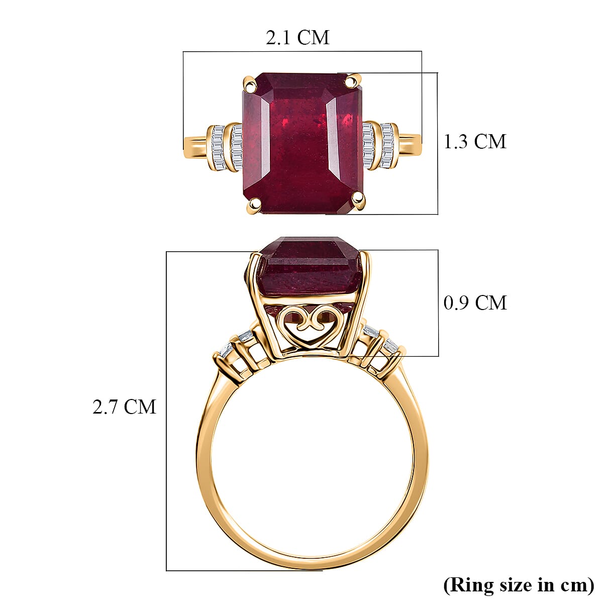 9K Yellow Gold AA African Ruby & White Diamond Ring 10.19 Ct.