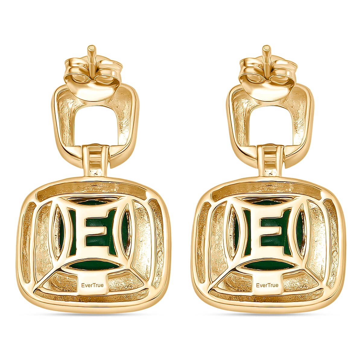 Verde Onyx Dangling Earring with Push Back in Yellow Gold Plating 4.12 Ct.
