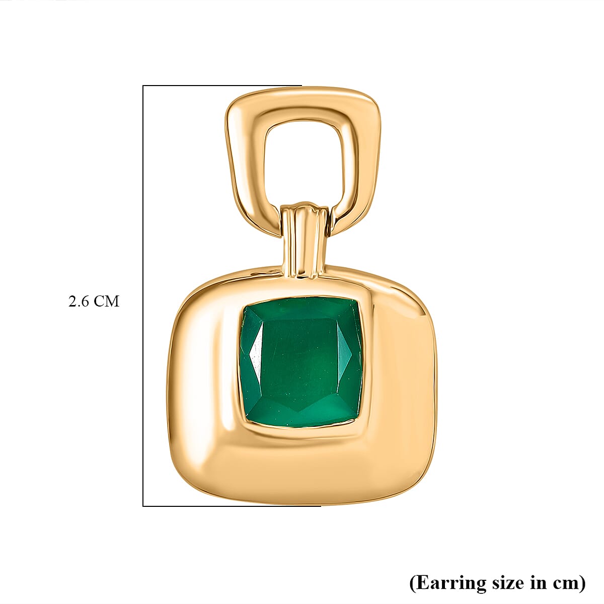 Verde Onyx Dangling Earring with Push Back in Yellow Gold Plating 4.12 Ct.