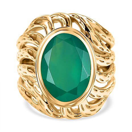 Ever True Verde Onyx Solitaire Ring in Yellow Gold Plating 4.79 Ct.