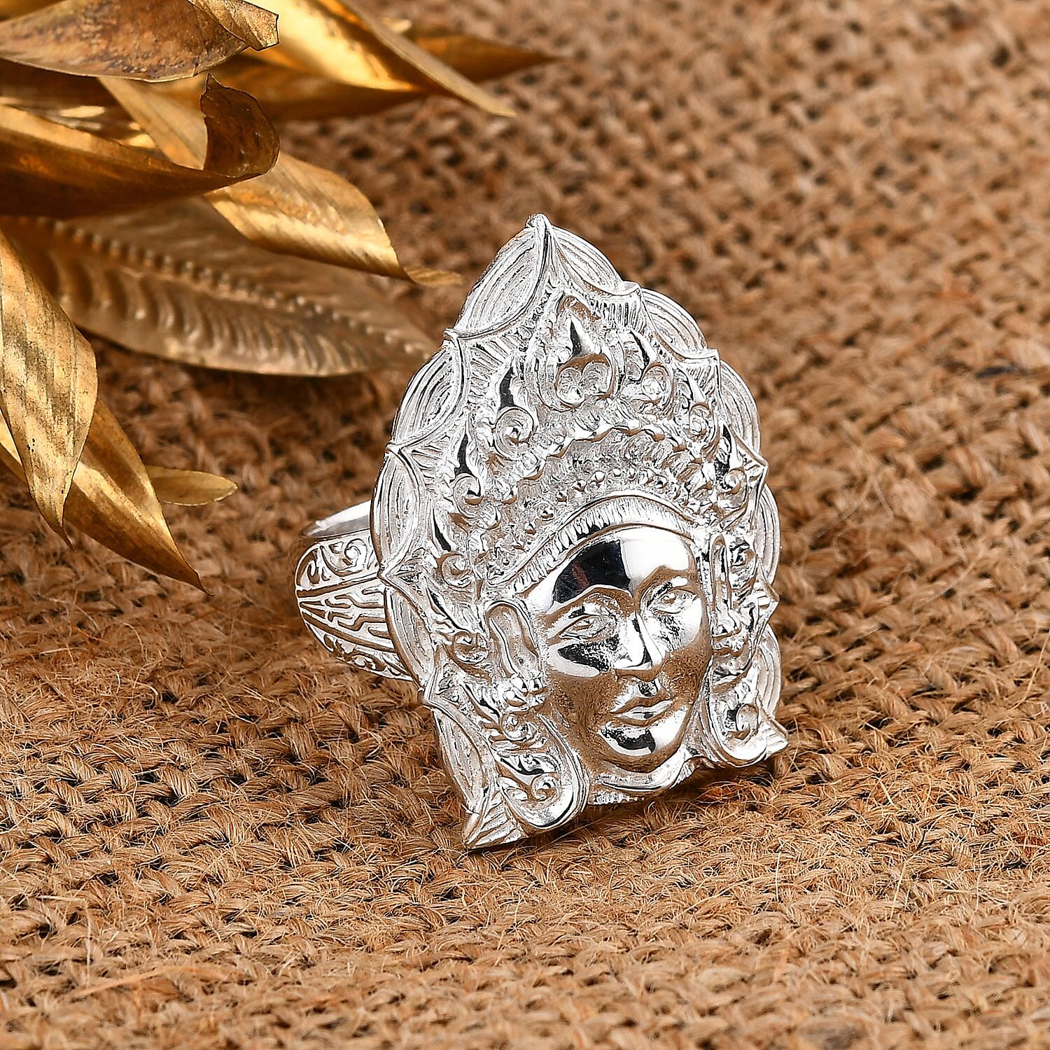 Royal Bali Collection Sterling Silver Goddess Ring, Silver Wt. 13.30 Gms.