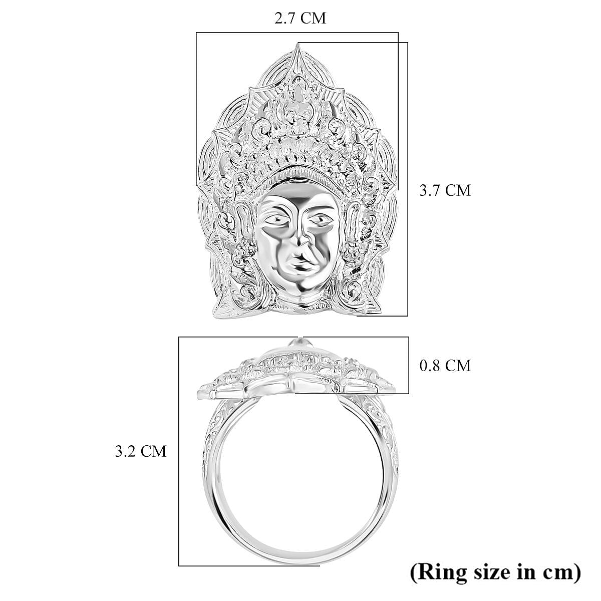 Royal Bali Collection Sterling Silver Goddess Ring, Silver Wt. 13.30 Gms.