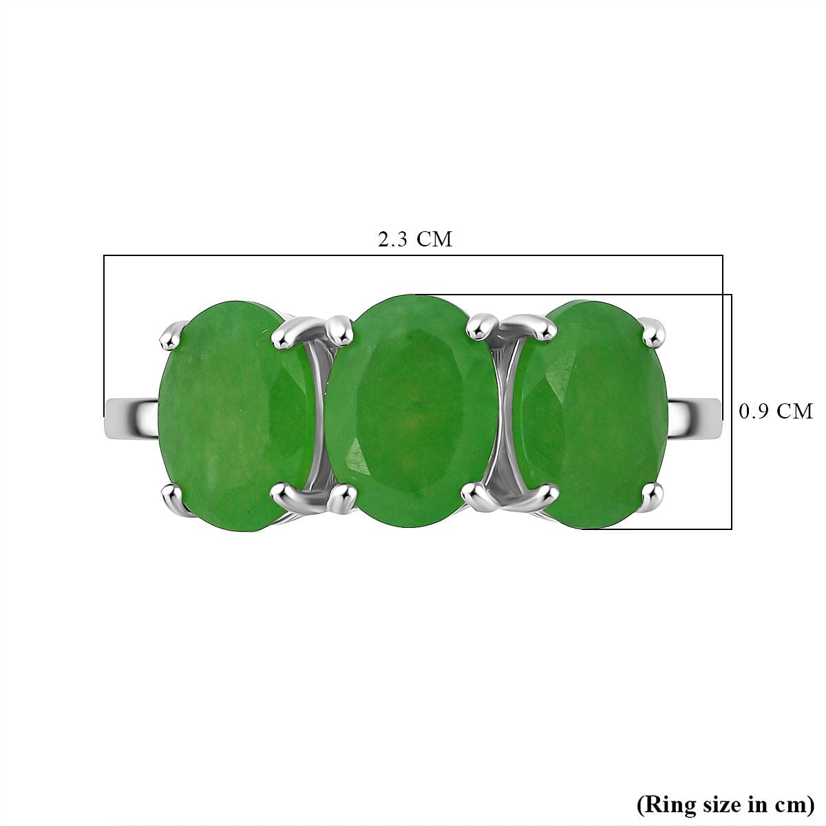 Close Out Deal- Enhanched Green Jade Ring in Rhodium Overlay Sterling Silver 3.32 Ct.