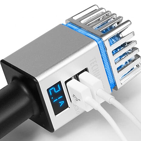 Technaxx Car Air Purifier for 12-24V Cigarette Lighter with 2x USB - Silver