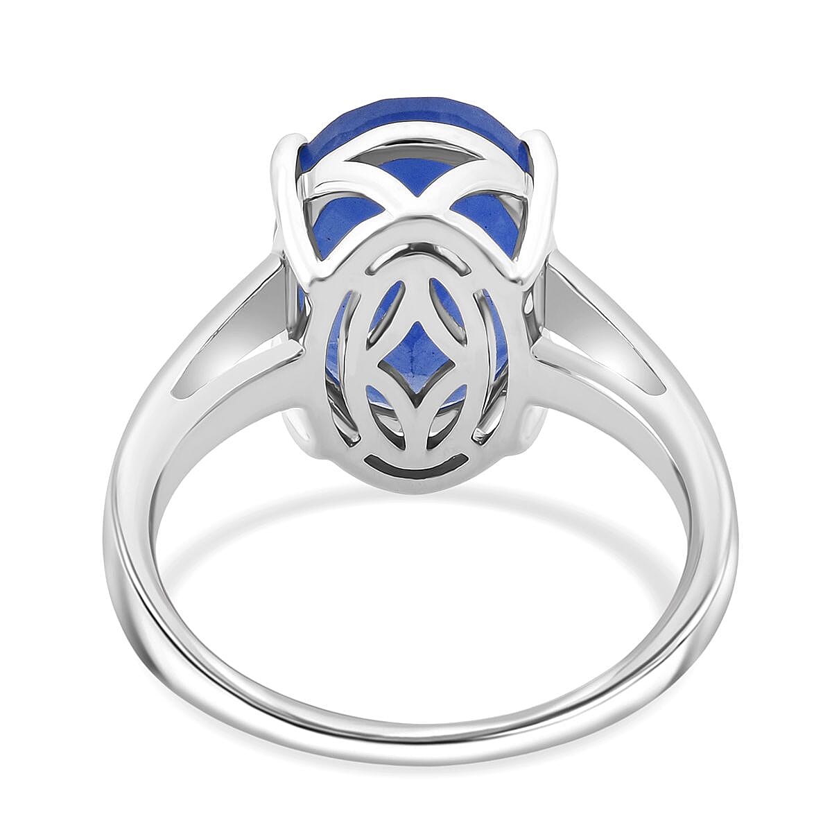 Close Out Deal - Blue Jade Ring in Rhodium Overlay Sterling Silver 5.15 Ct.