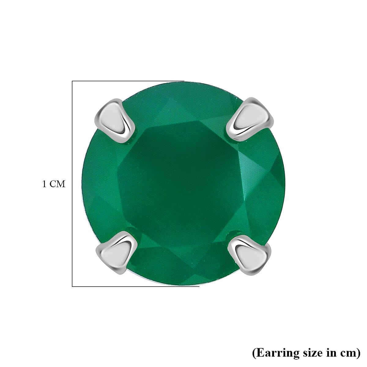 Green Onyx Earring with Push Back in Rhodium Overlay Sterling Silver 6.40 Ct.