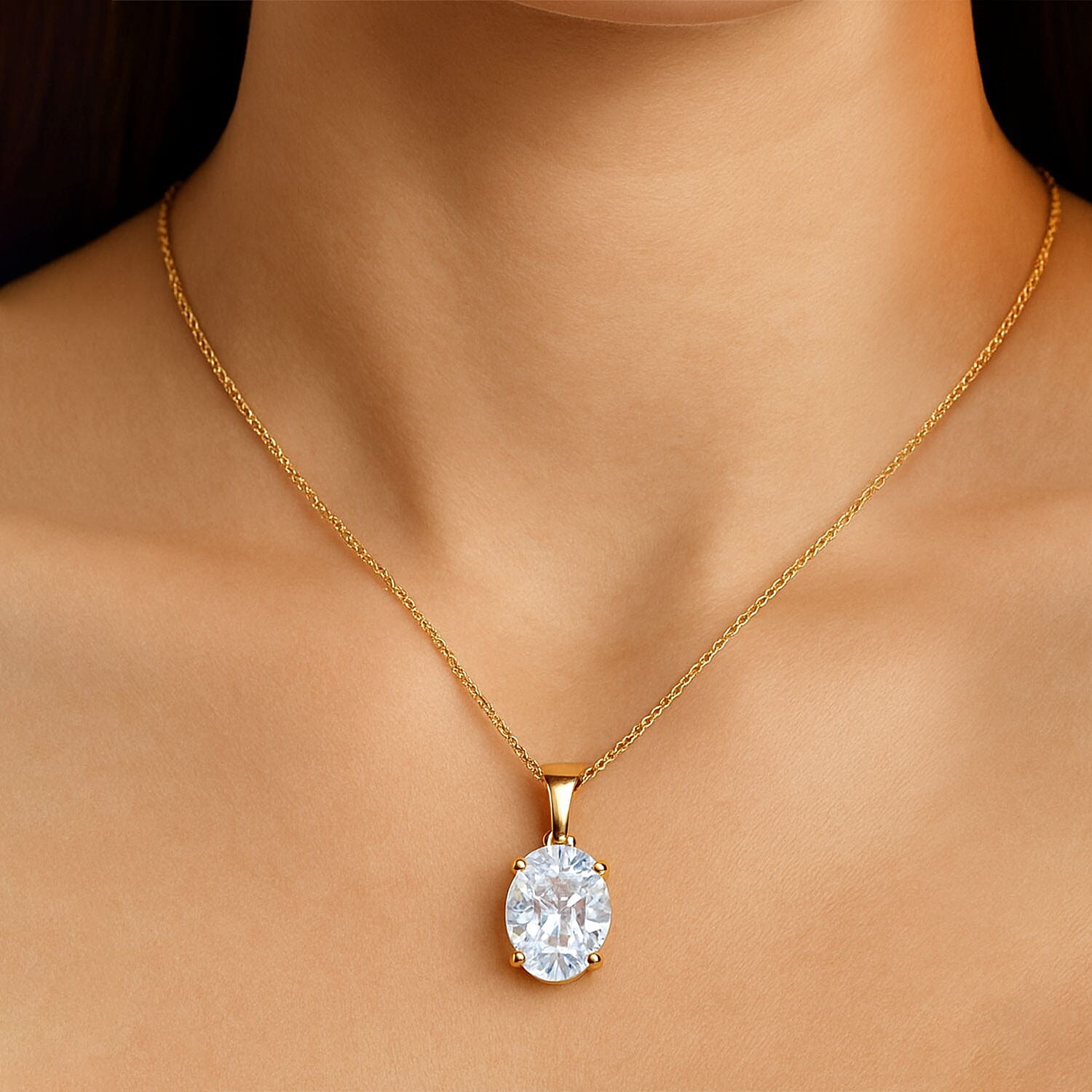 One Time Deal - 9K Yellow Gold Moissanite Pendant