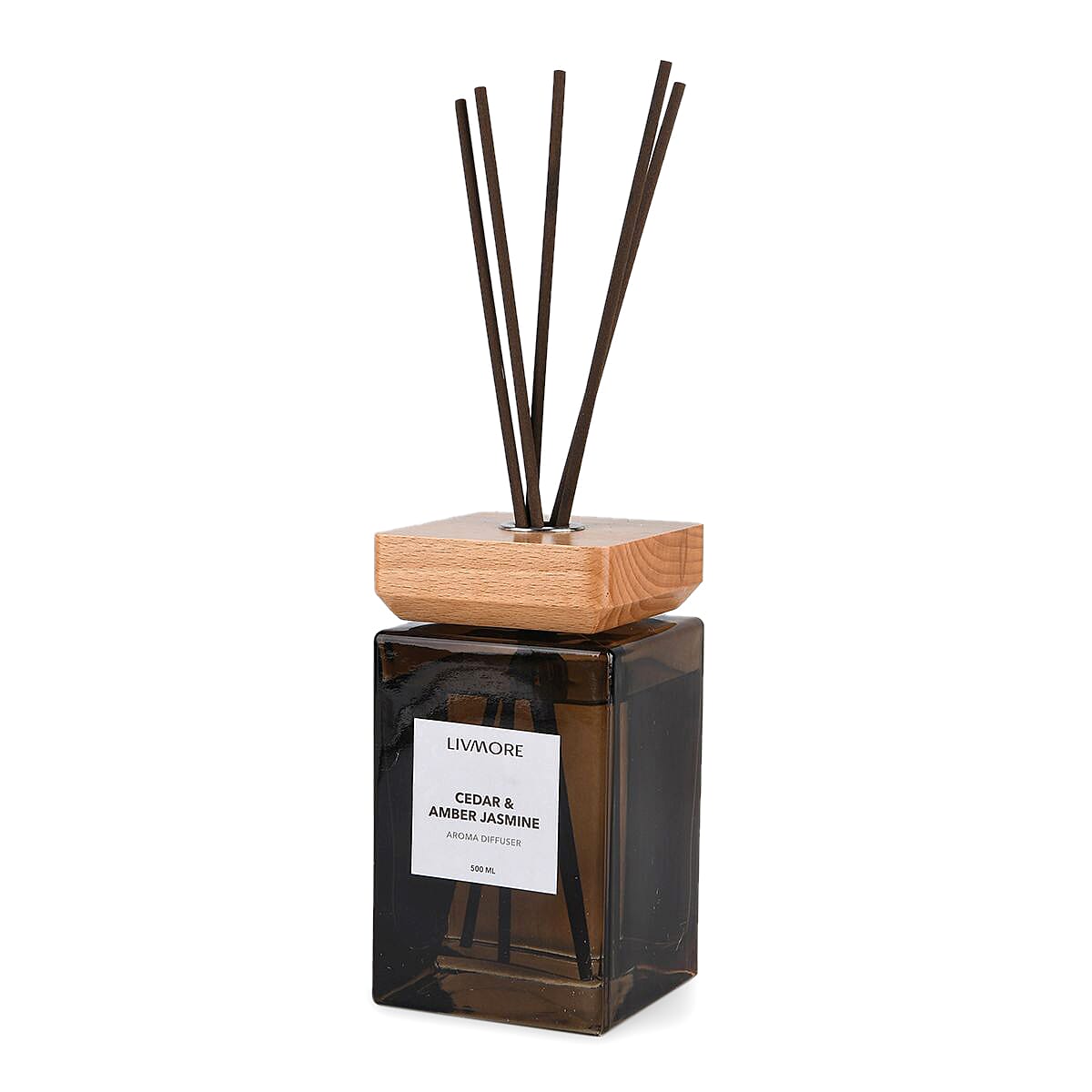 Livmore Aroma Diffuser With 8 Reed Sticks - Cedar & Amber Jasmine (500ML)