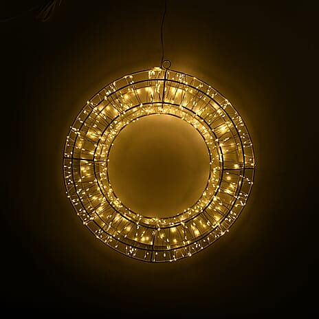 720L Warm White LED 3D Circular Christmas Light Decoration with 38cm White Iron Frame and 5m Extension Cable
