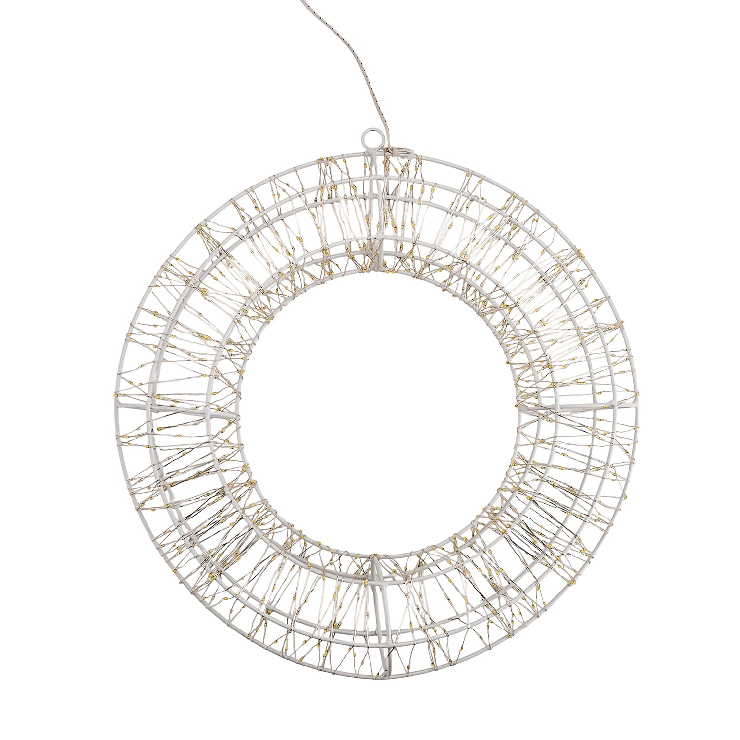 720L Warm White LED 3D Circular Christmas Light Decoration with 38cm White Iron Frame and 5m Extension Cable