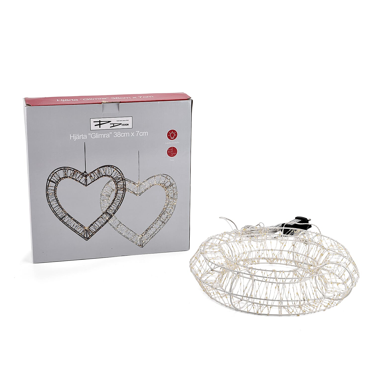 720L Warm White LED 3D Circular Christmas Light Decoration with 38cm White Iron Frame and 5m Extension Cable