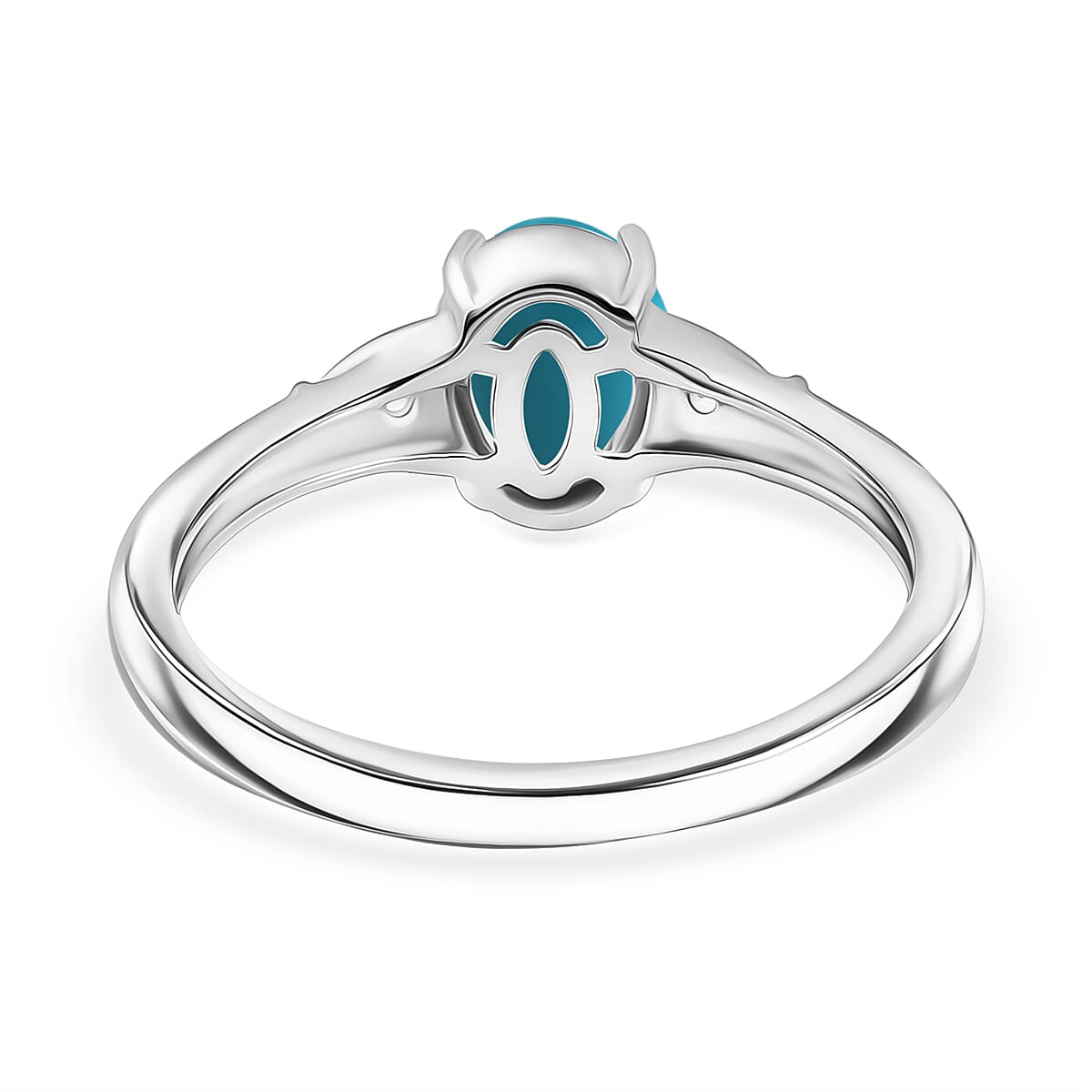 D'joy Lagoon Turquoise & White Zircon Ring in Yellow Gold & Platinum Plating Sterling Silver