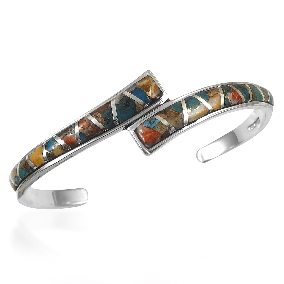 Santa Fe Collection - Turquoise Bracelet (Size - 6.5) Sterling Silver 2.00 Ct, Silver Wt. 11.50 Gms.