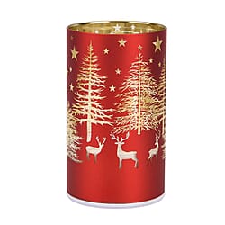 Reindeer &amp; Pine Tree Scene Rotating LED Christmas Light Table Lamp - Gold