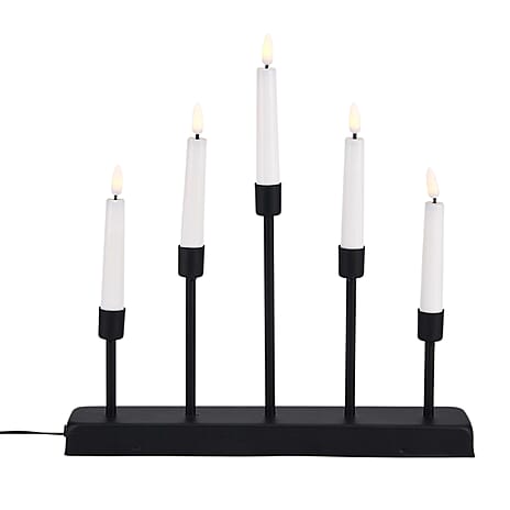 Bliss and Beyond 5L Warm White LED Candle Light with Iron Stand Candlestick (32 CM) - Black - White
