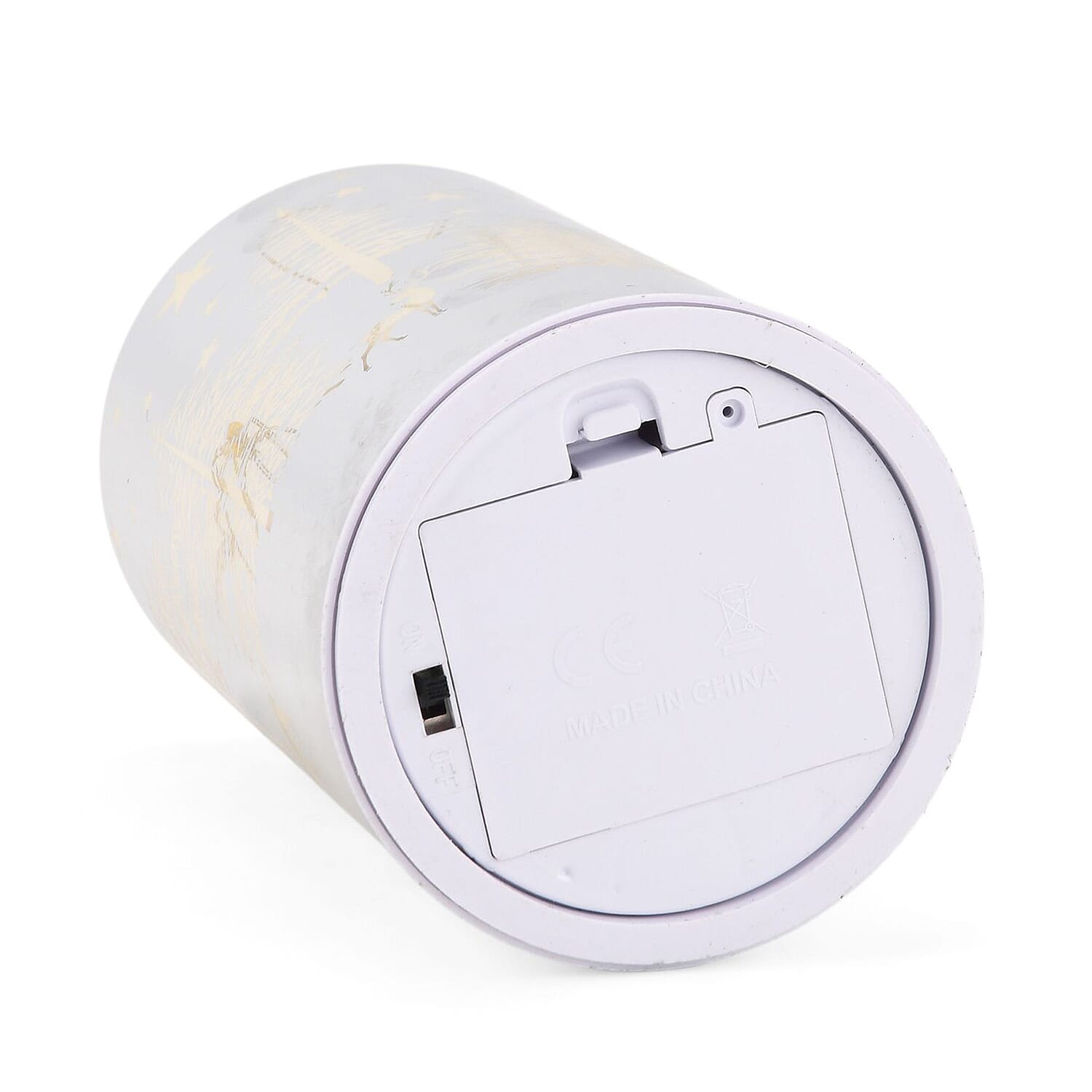 Reindeer & Pine Tree Scene Rotating LED Christmas Light Table Lamp - Silver