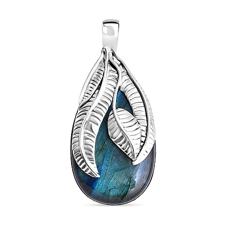 Labradorite Pendant Sterling Silver 37.00 Ct, Silver Wt. 12.26 Gms.
