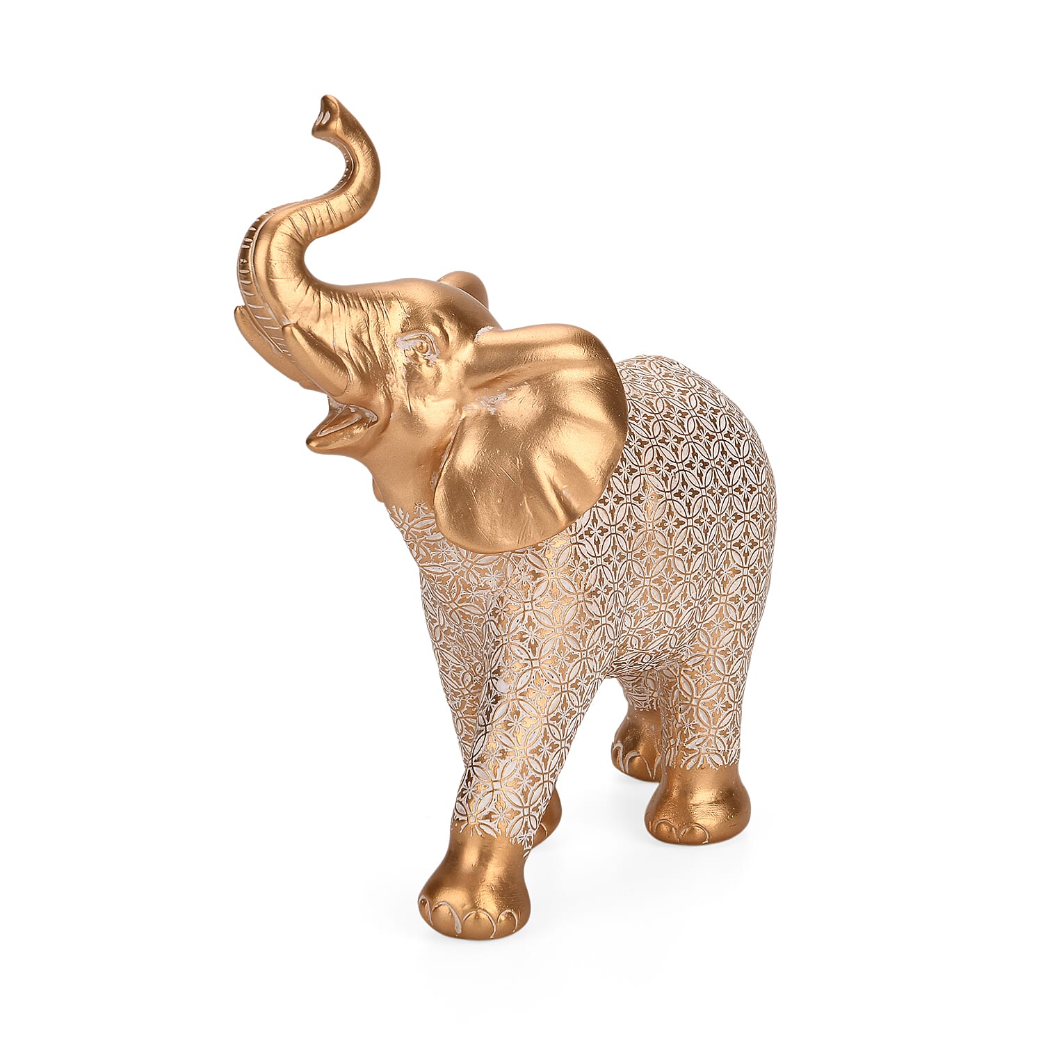 Bliss - Beyond White-Coated Antique Elephant with Gold Foil