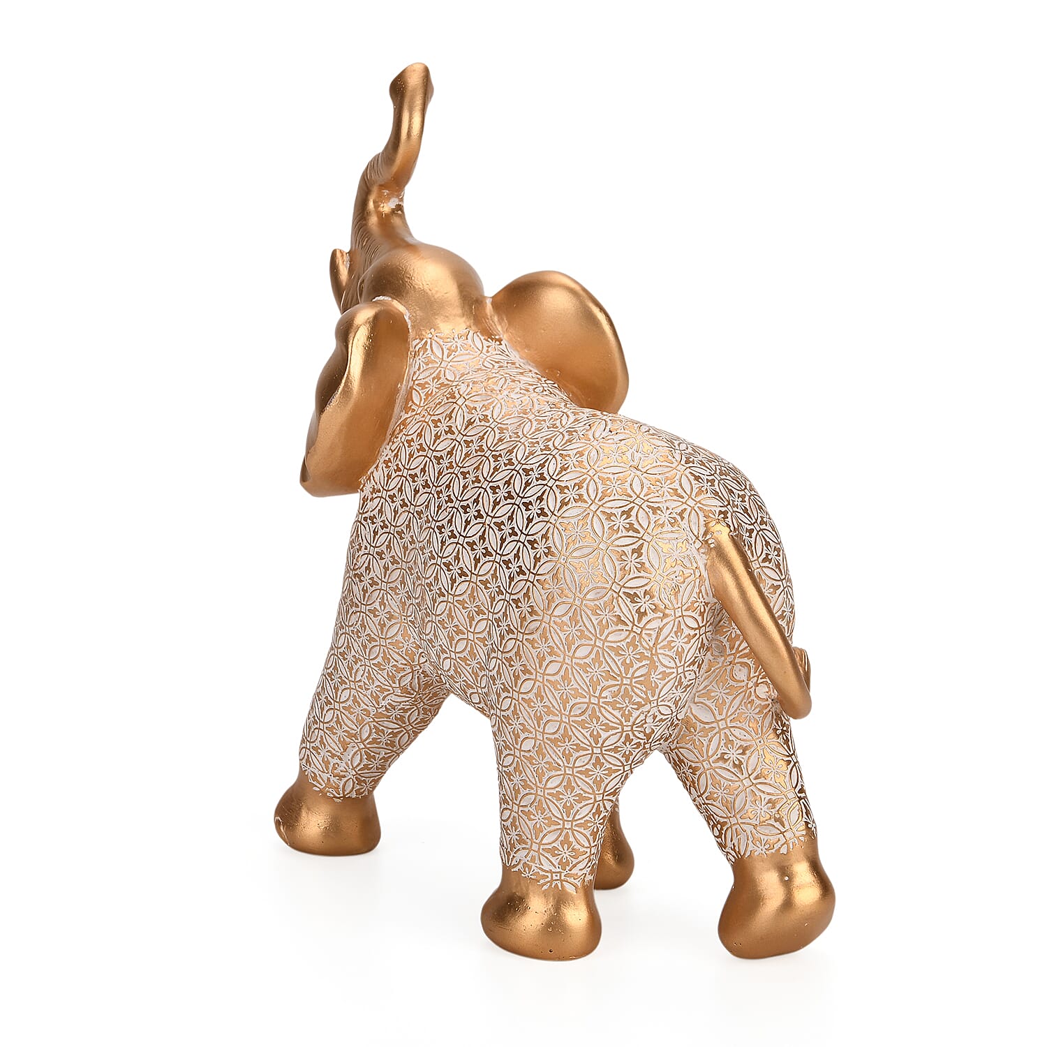 Bliss - Beyond White-Coated Antique Elephant with Gold Foil