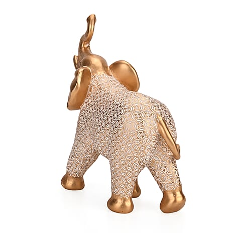 Bliss - Beyond White-Coated Antique Elephant with Gold Foil