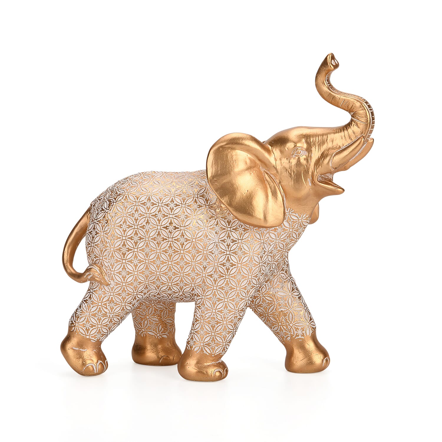 Bliss - Beyond White-Coated Antique Elephant with Gold Foil