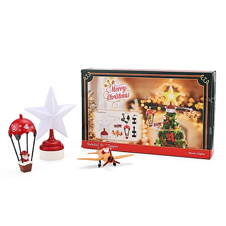 Rotating Christmas Air Balloon - Airplane Theme Music Box with Warm Lights - Red - White Rotating Christmas Air Balloon - Airplane Theme Music Box with Warm Lights - Red - White