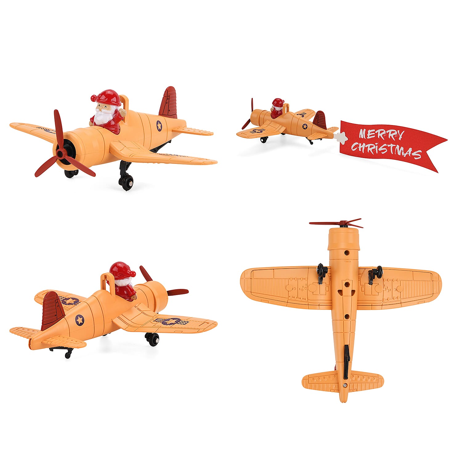 Rotating Christmas Air Balloon & Airplane Theme Music Box with Warm Lights - Red & White