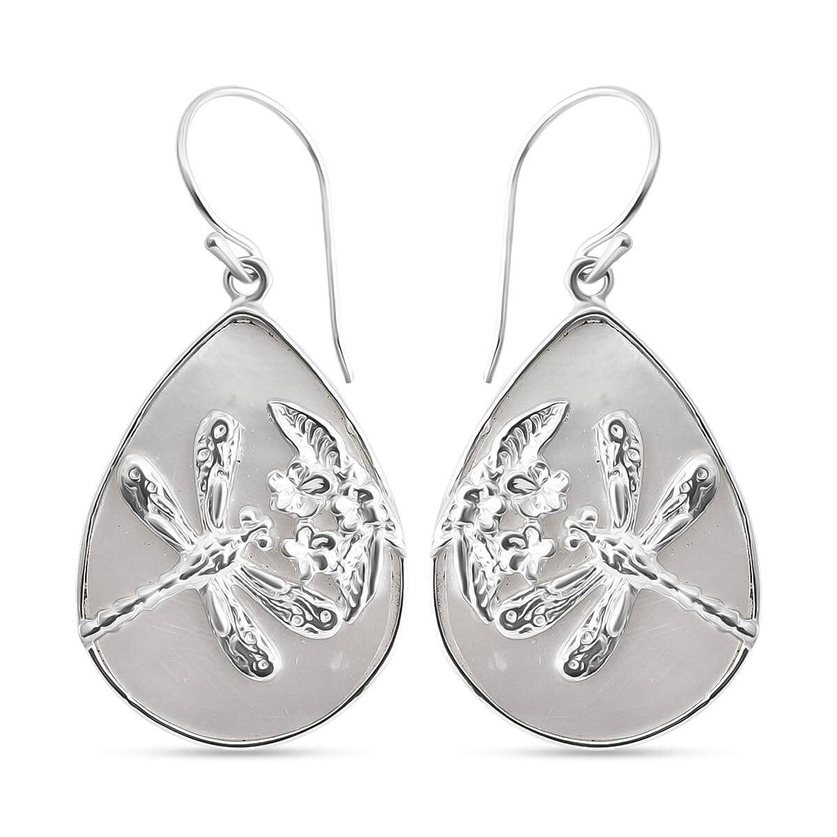 Mother Of Pearl Earring with Hook Sterling Silver, Silver Wt. 5.00 Gms.