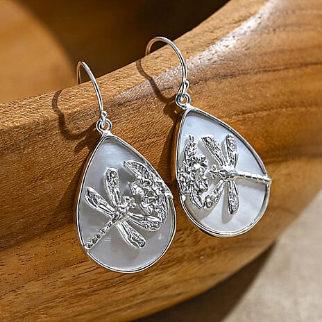 Mother Of Pearl Earring with Hook Sterling Silver, Silver Wt. 5.00 Gms.