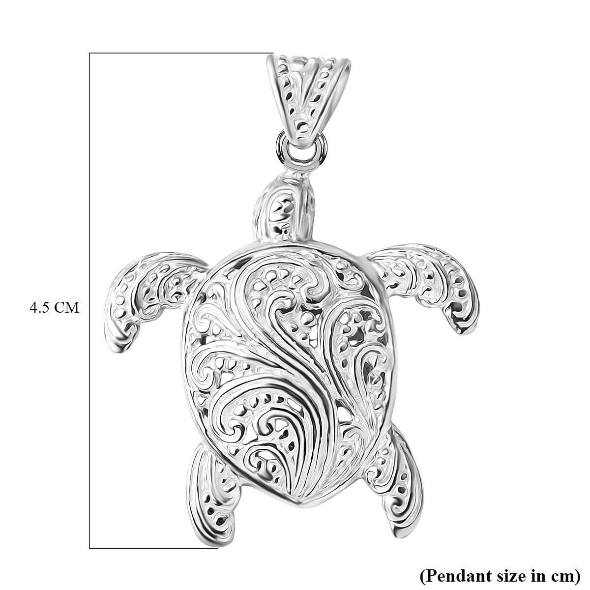Royal Bali Collection Sterling Silver Turtle Pendant, Silver Wt. 7.90 Gms.