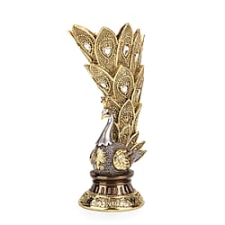 Bliss - Beyond Stunning Peacock Vase (17.5x 11.5 x 29 cm) - Silver - Gold