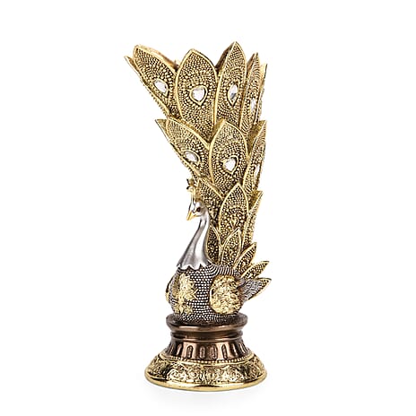 Bliss - Beyond Stunning Peacock Vase (17.5x 11.5 x 29 cm) - Silver - Gold