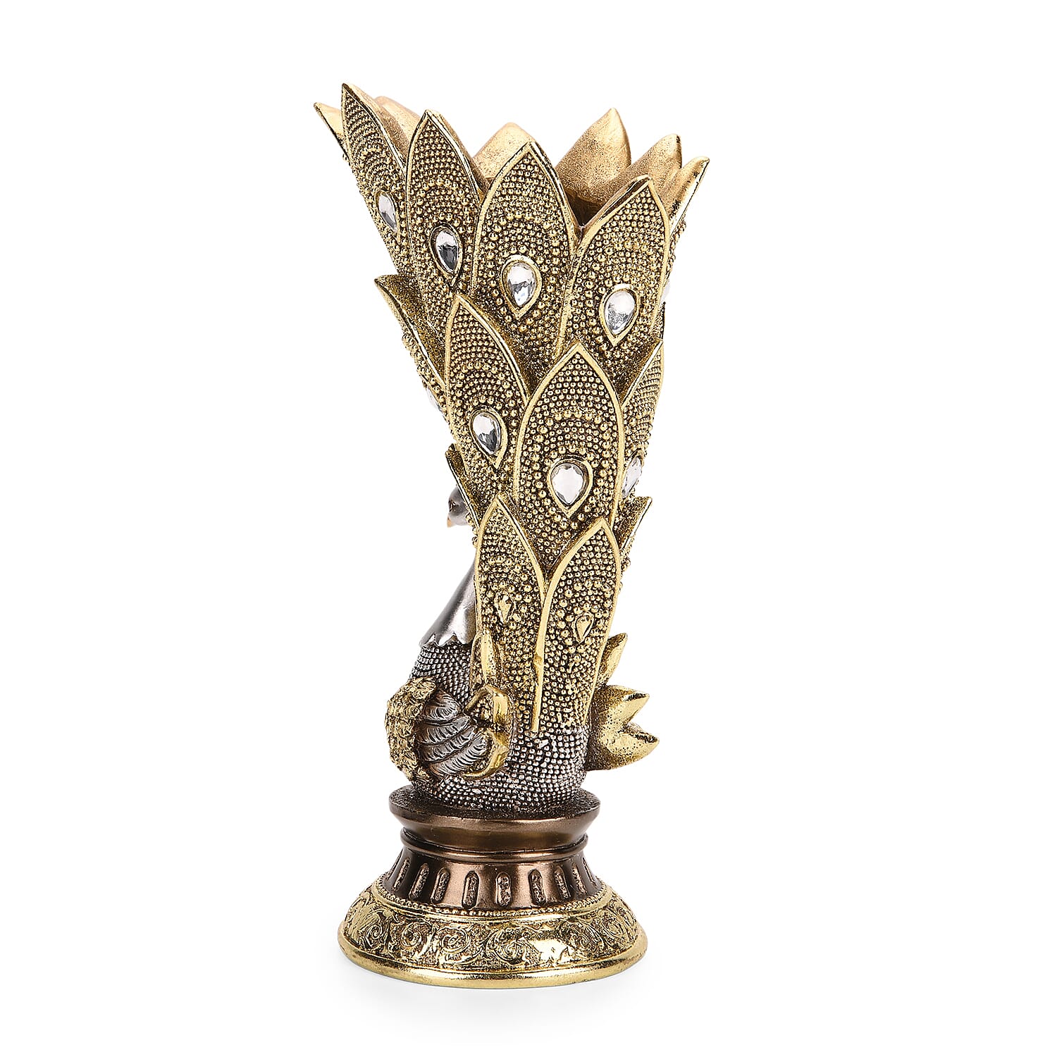 Bliss - Beyond Stunning Peacock Vase (17.5x 11.5 x 29 cm) - Silver - Gold