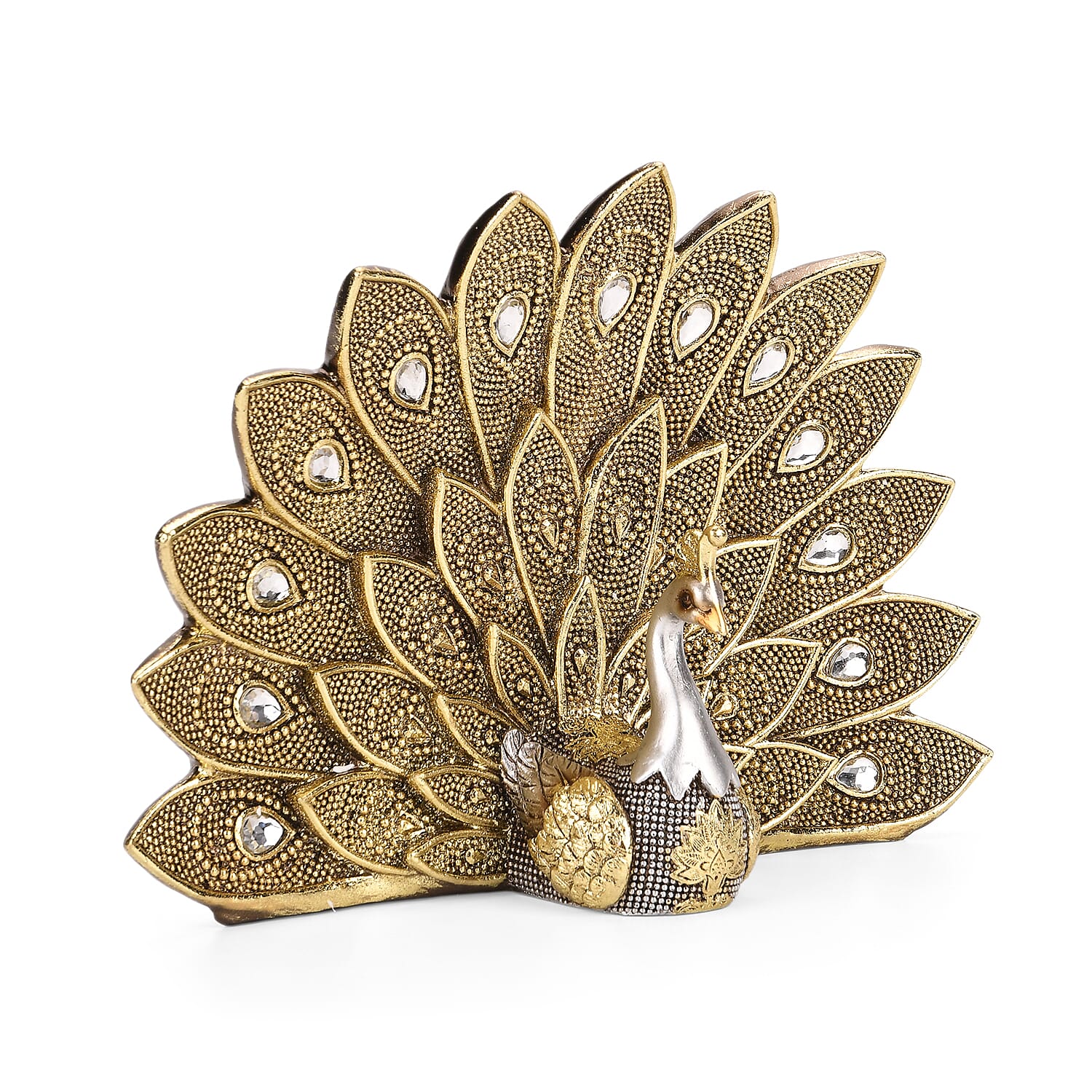 Bliss - Beyond Stunning Peacock Decor Piece (29 x 10.5 x 20 cm)  - Silver - Gold