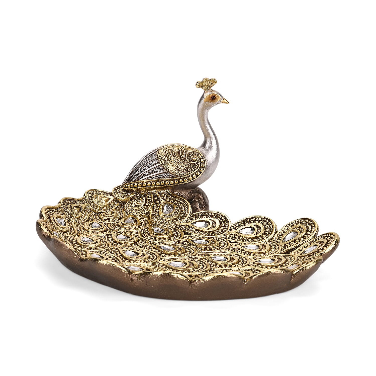 Bliss - Beyond Stunning Peacock Plate (23 x 19 x 11 cm) - Silver - Gold