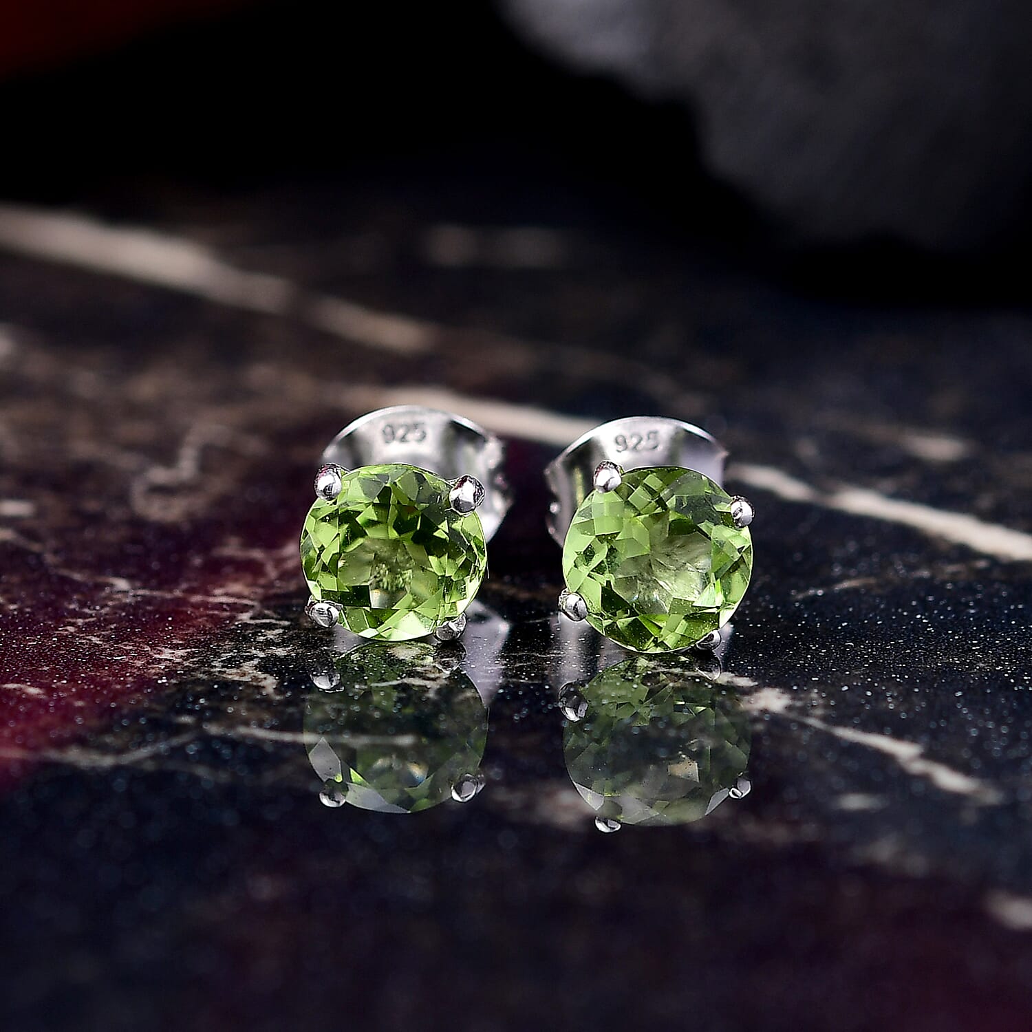 D'joy Garden Natural Hebei Peridot Studs 2 Stone Push Post Earring