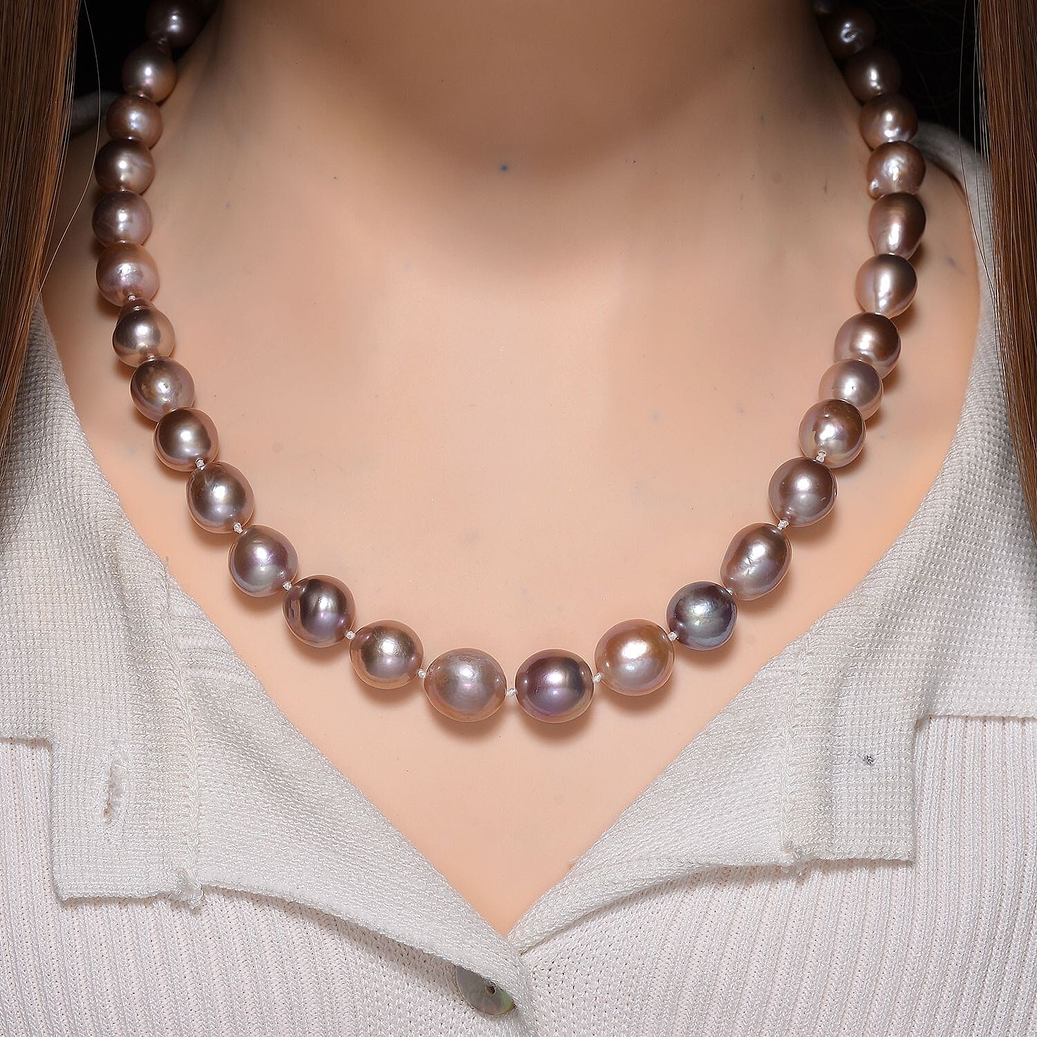 Multi Color Edison Pearl Necklace (Size 20 - 2 Ext) with Lobster Clasp in Yellow Gold Plating Sterling Silver 350.00 Ct.