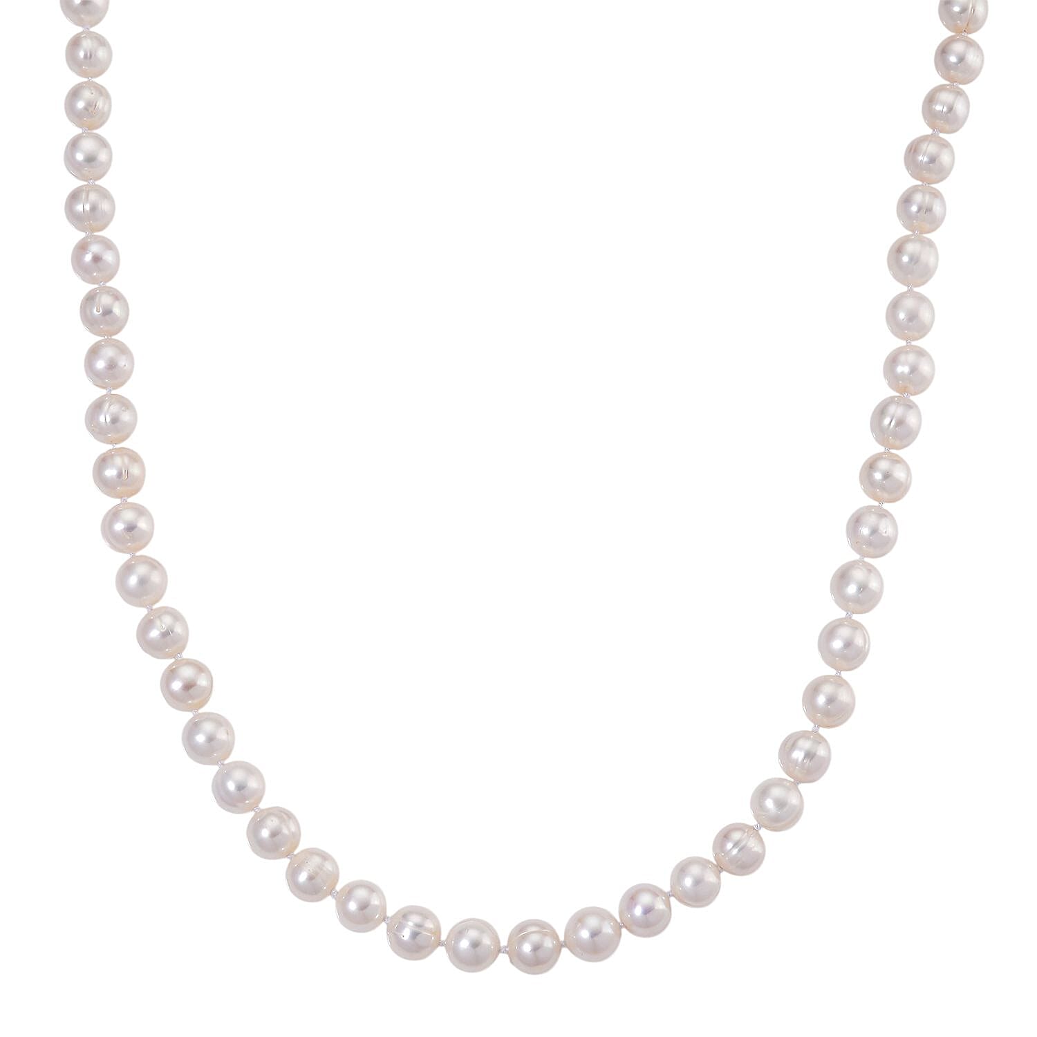 White Fresh Water Pearl Necklace (Size 18 - 2 Ext) with Lobster Clasp in Yellow Gold Plating Sterling Silver 225.00 Ct.