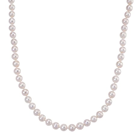 White Fresh Water Pearl Necklace (Size 18 - 2 Ext) with Lobster Clasp in Yellow Gold Plating Sterling Silver 225.00 Ct.