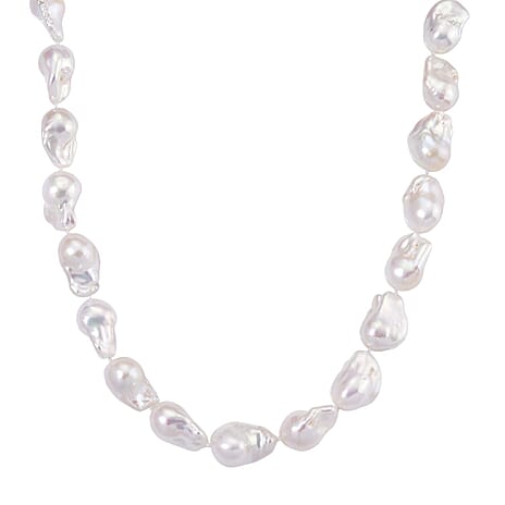 White Fresh Water Pearl Necklace (Size 20 - 2 Ext) with Lobster Clasp in Rhodium Overlay Sterling Silver 500.00 Ct.