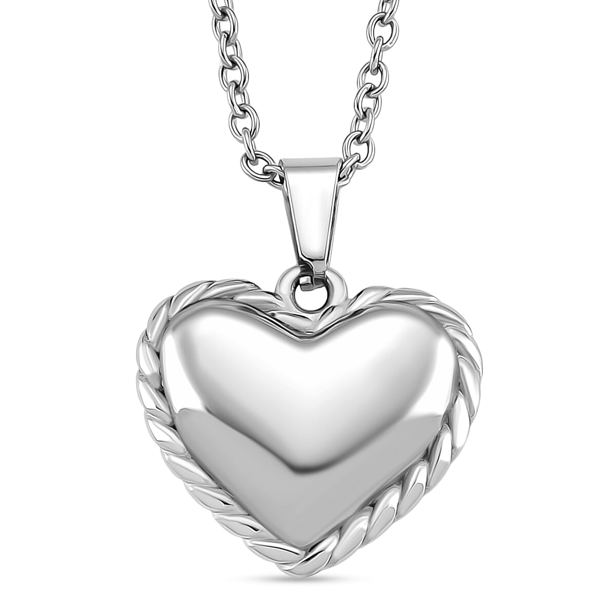 White Crystal Heart Necklace (Size 20)