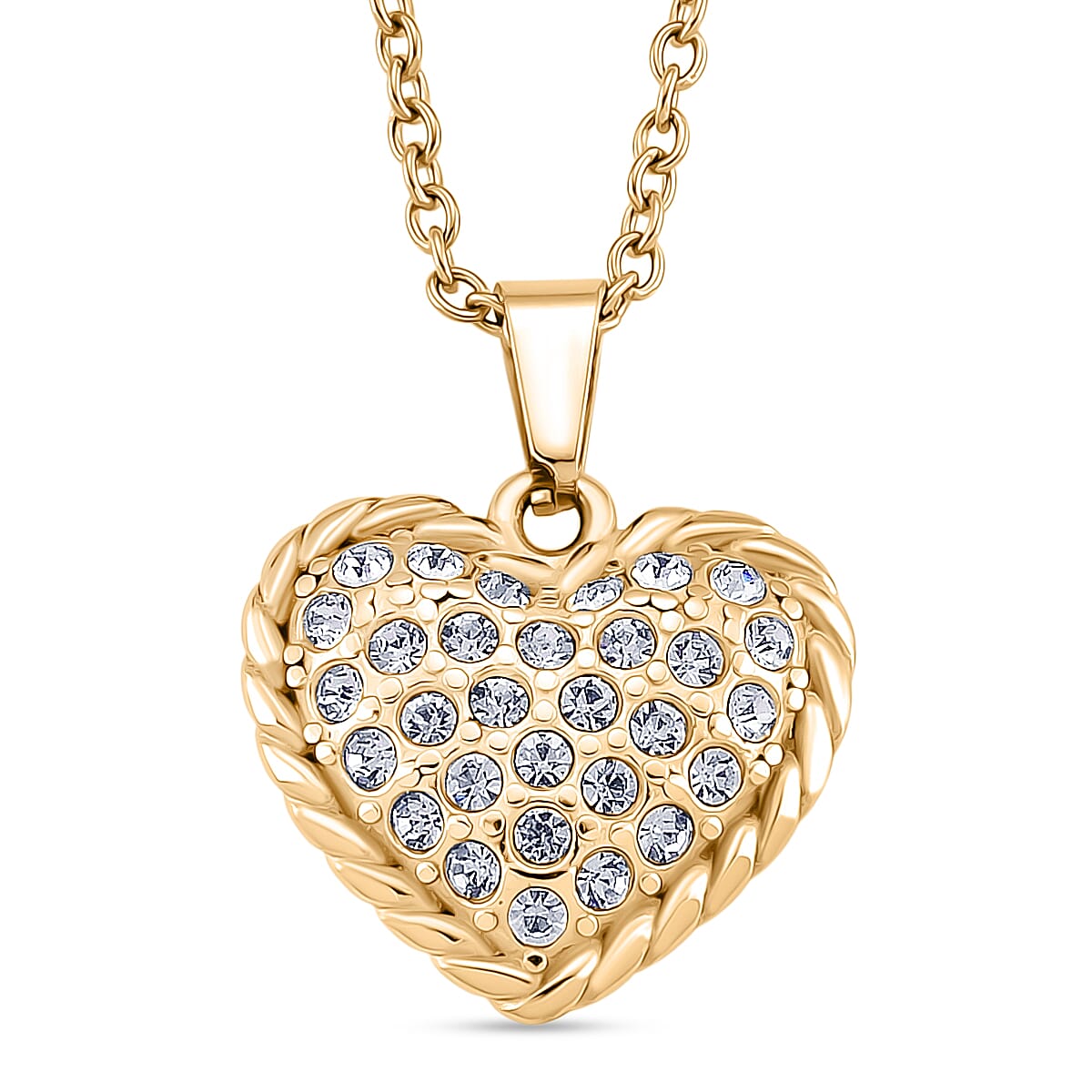 White Crystal Heart Necklace (Size 20)