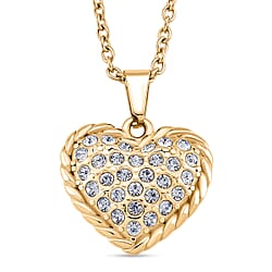 White Crystal Heart Necklace (Size 20)