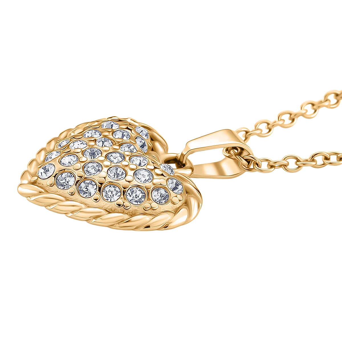 White Crystal Heart Necklace (Size 20)