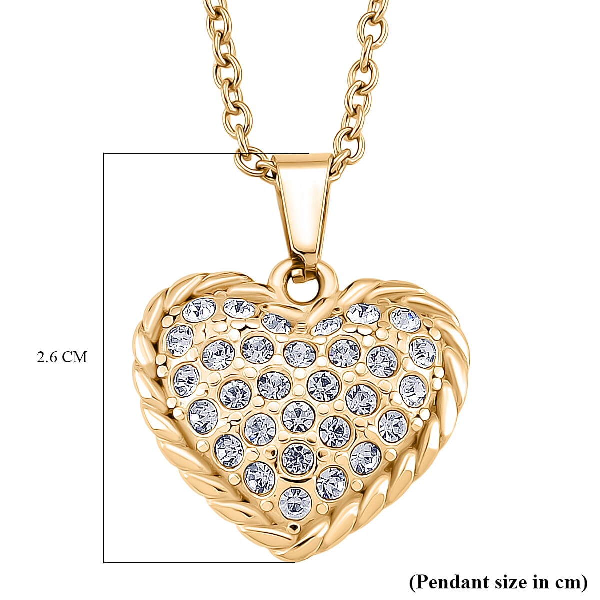 White Crystal Heart Necklace (Size 20)