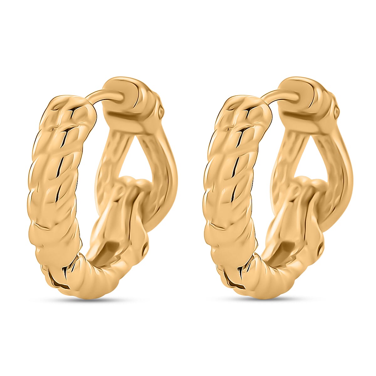 White Crystal Earring with Hoop in Yellow Gold Plated