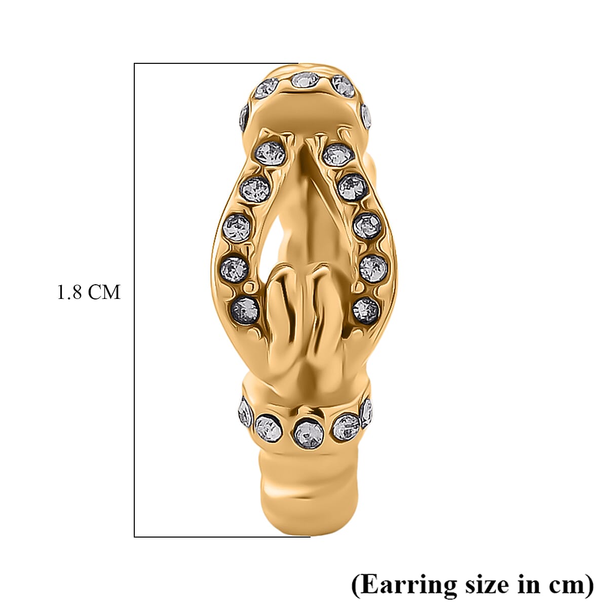 White Crystal Earring with Hoop in Yellow Gold Plated